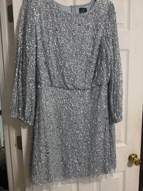 Adrianna Papell | Dresses | Adrianna Papell Floral Jacquard Fit Flare Dress  Womens 6 Teal Multi Button Zip | Poshmark